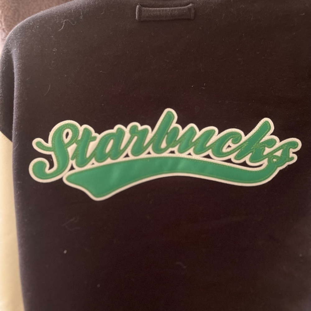 Starbucks Black and White Varsity Jacket size medium unisex used
